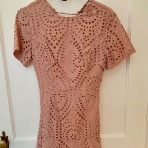 Karina Grimaldi Eyelet Blush Short Sleeve Dress